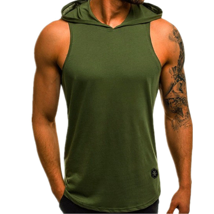 2021 Aliexpress Men's Summer Sports and Casual Printed Hooded Vest Men's Slim Breathable Waistcoat Sleeveless Vest