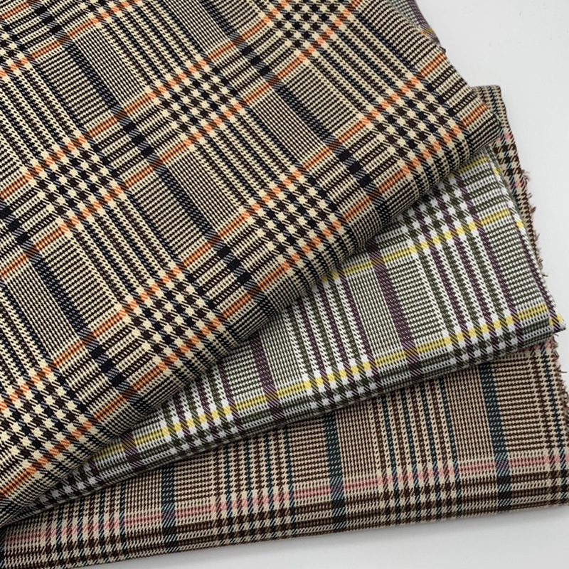 TR弹力色织格子布 休闲西装裙裤外套面料 斜纹格子布料现货供应