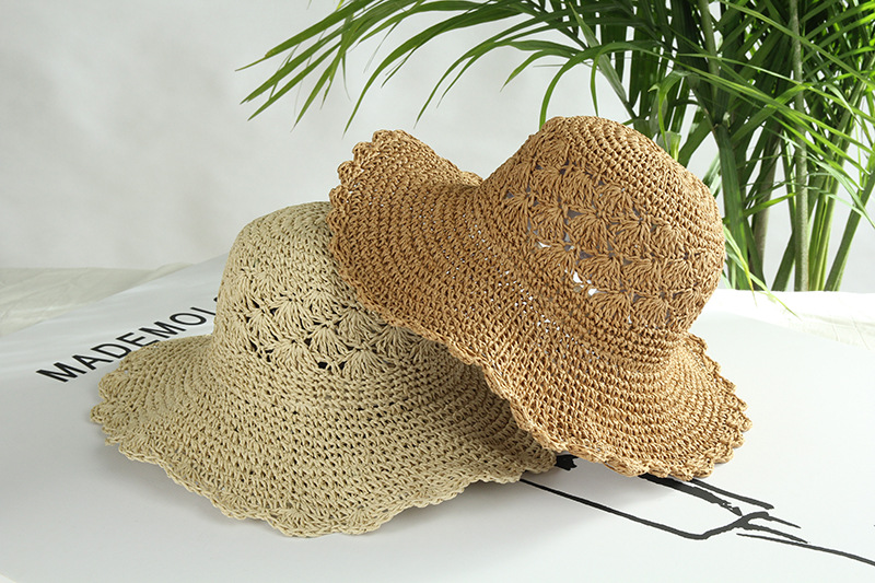 Women's Vacation Solid Color Flat Eaves Straw Hat display picture 1