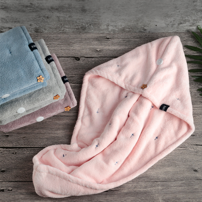 Javalife秋冬女双层加厚干发帽吸水柔软擦头发干发巾儿童浴帽