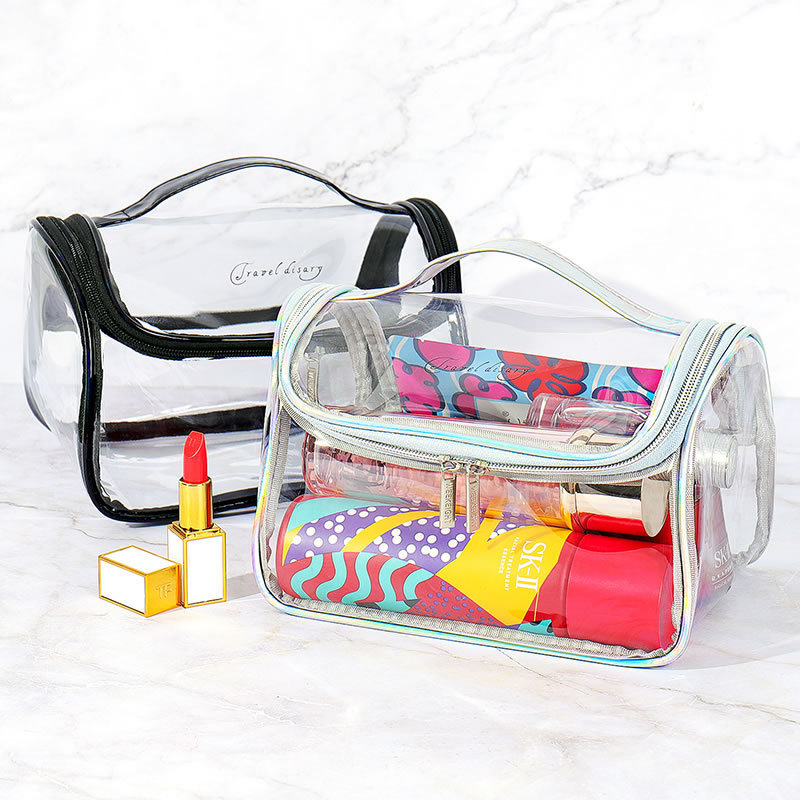 Waterproof capacious brand handheld cosmetic bag PVC