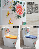 Сине-белый керамический беззвучный туалет, ручная роспись