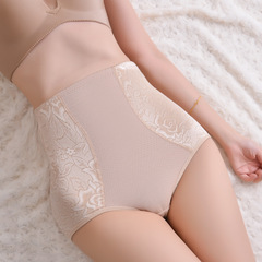 Cross-border large size plus-size MM lace mid-rise butt-lifting shaping pants postpartum body-shaping abdominal control pants for women wholesale