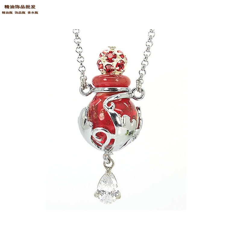 中国精油饰品网金莎大红色瓶流星花园项链吊坠3.jpg