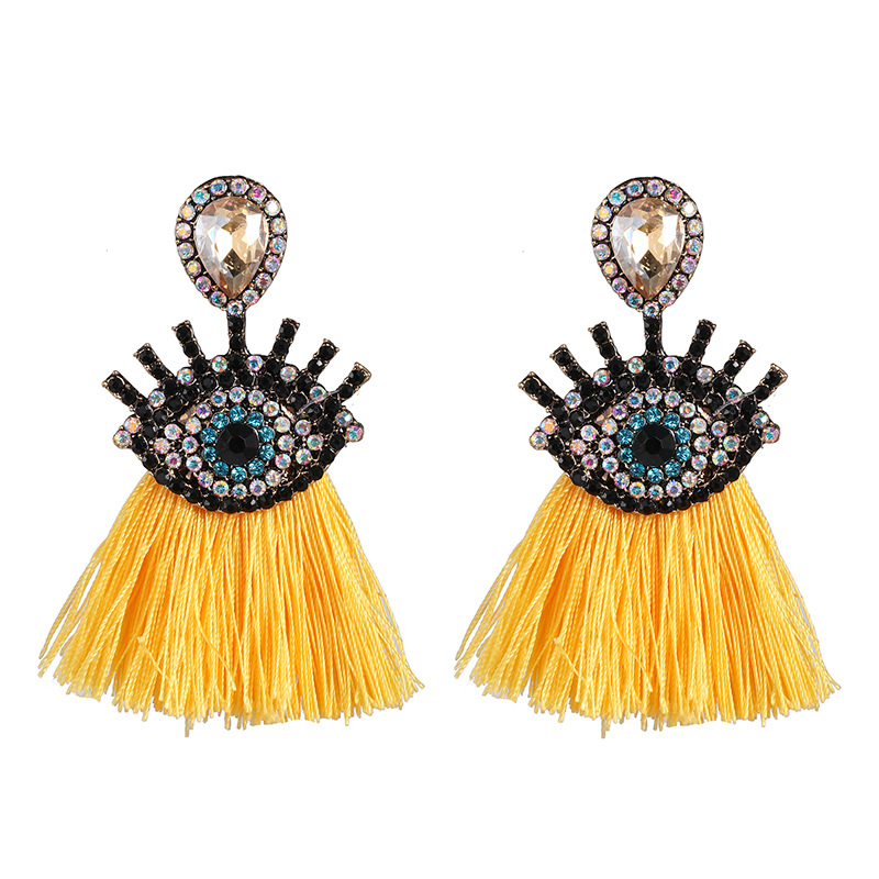 Fashion Vintage Diamond Eye Tassel Earrings display picture 2