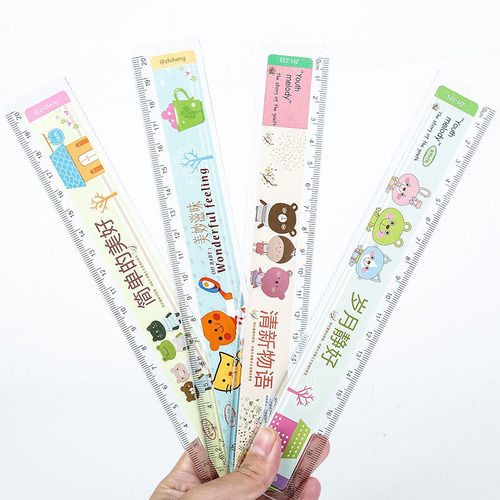 Cartoon transparent ruler stationery for primary school students for children's drawing 20cm creative long ruler school supplies wholesale