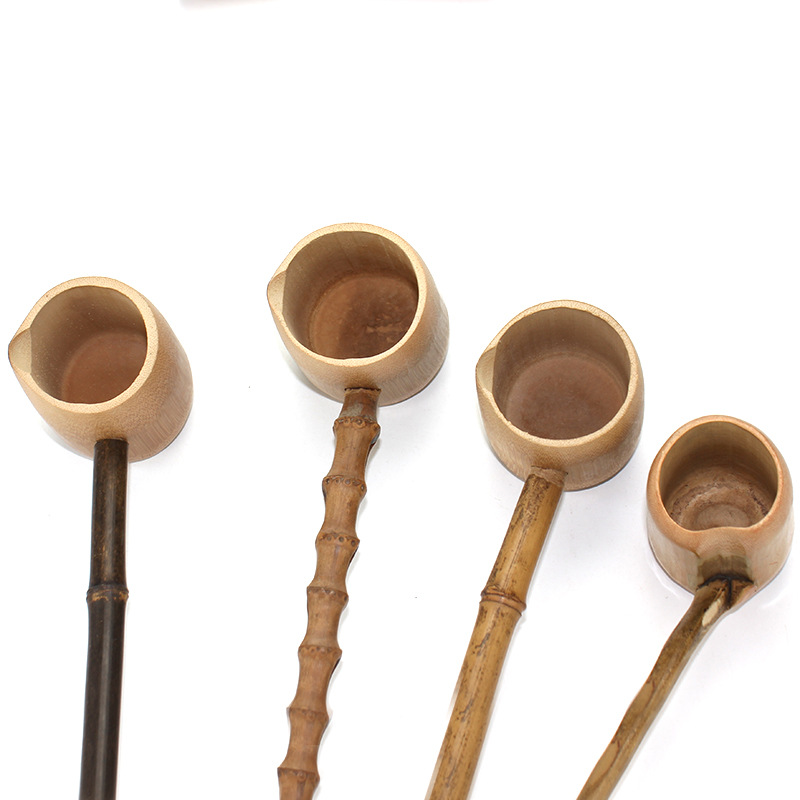Bamboo Water Ladle Pouring Tool Bamboo Craft Purple Bamboo Bamboo Whip Water Ladle Flower Tea Set Accessory Long Handle Water Scoop Short Handle