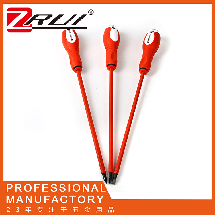 Destornillador eléctrico de doble uso antideslizante de plástico de dos colores de gama alta con aislamiento de pluma con luz doméstica industrial palabra cruzada