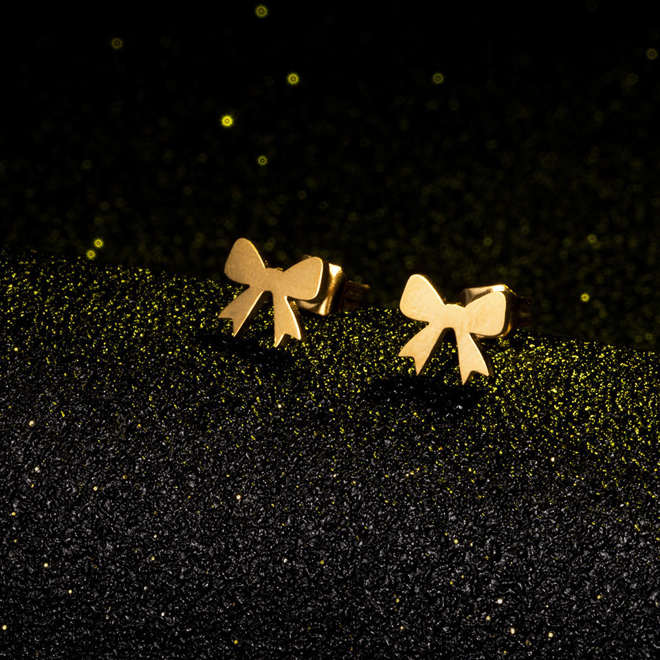 Simple Gold Silver Bow Alloy Earrings Wholesale display picture 4