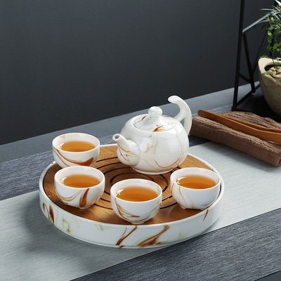 功夫茶具套裝陶瓷壹壺兩杯窯變玉瓷茶具套裝商務整套茶壺蓋碗茶杯