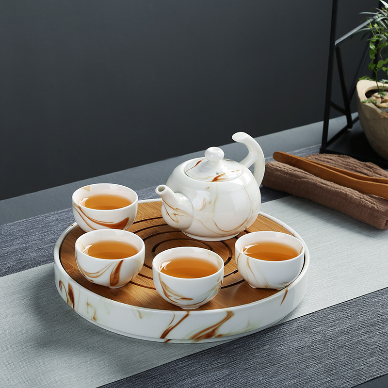 功夫茶具套裝陶瓷壹壺兩杯窯變玉瓷茶具套裝商務整套茶壺蓋碗茶杯