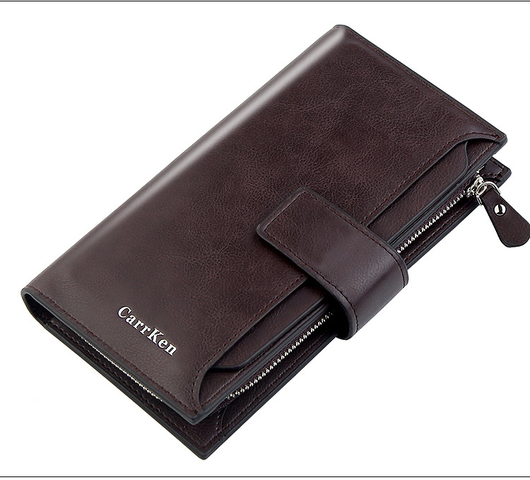 Mens wallet long style fashion brand dollar clip multicard position suit bag mobile phone bag zipper walletpicture5