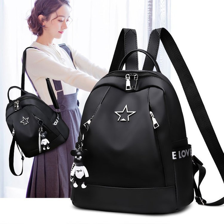 Zipper Closure Type Double Shoulder Straps Strap Type Women's Bags Five-pointed Star Oxford Cloth Backpack