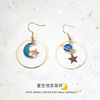 Design earrings, blue starry sky, Japanese and Korean