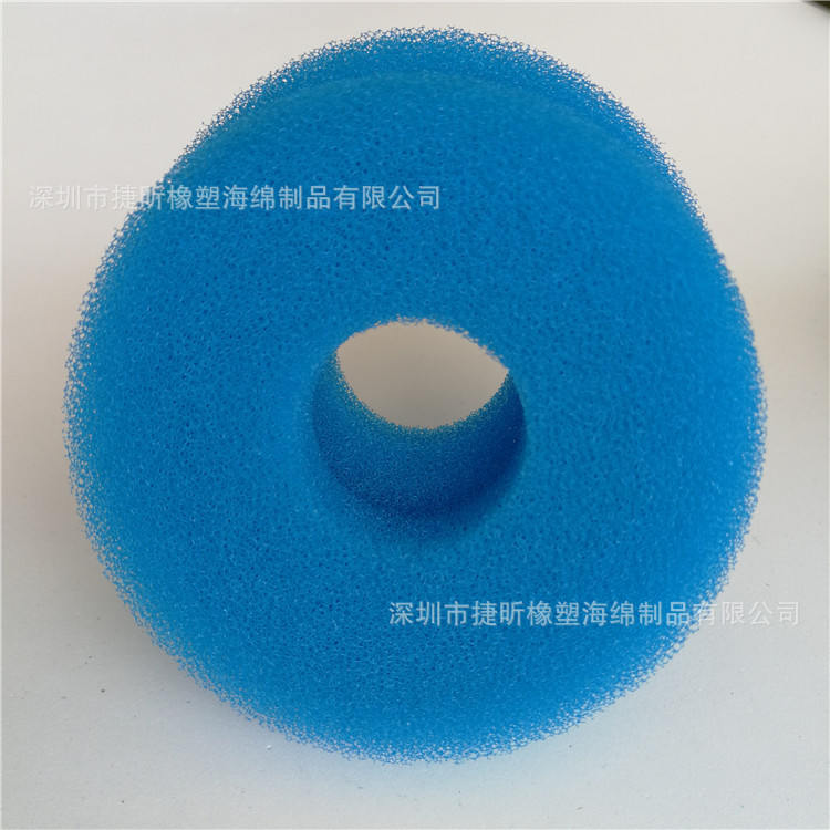 工厂批发污水处理过滤海绵空心圆管小号40mm蓝色泳池过滤棉芯可订