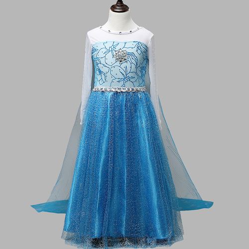  Christmas Children's Clothing Frozen Princess Elsa Dress for Girls, Long Sleeve Dress, Amazon
