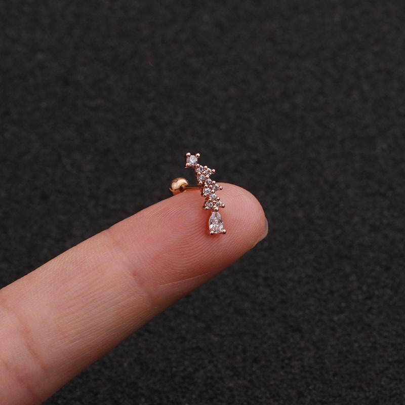 Ear Cartilage Rings & Studs Ethnic Style Star 316 Stainless Steel  Copper Zircon display picture 6