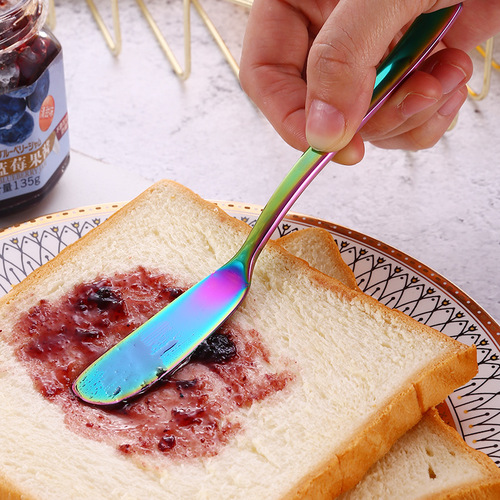 Stainless steel golden colored butter knife, Western food tableware, finely polished thick 666 butter knife, large butter knife