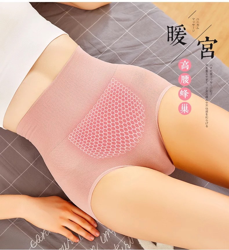 The New Japanese Seamless High-waisted Panties Female 3d Hive Warm Threshold Which Leads Into The Palace Massage Abdomen Ms. Breathable Underwear