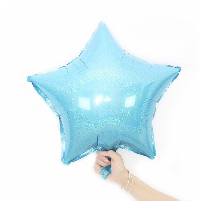 18寸镭射五角星天蓝 18inch laser skyblu