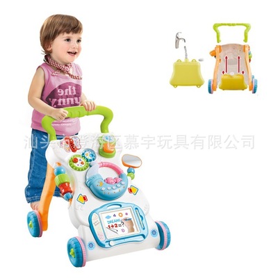 嬰兒學步車手推車玩具多功能防側翻可調高度學走路亞馬遜跨境玩具