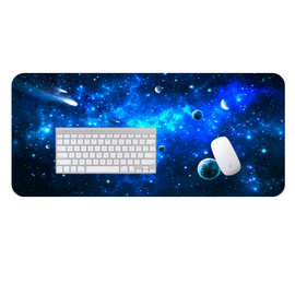 跨境彩印来图定制礼品超大皮革鼠标垫写字垫 电脑桌垫 宇宙星空