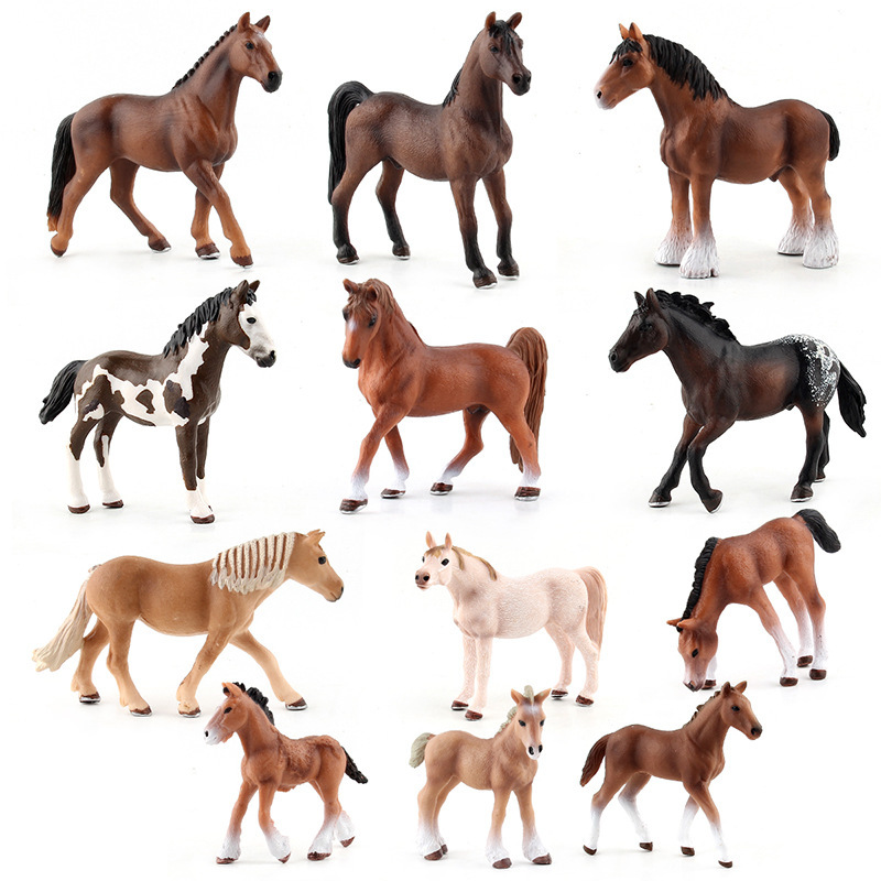 仿真野生動物馬模型千里馬黑白公馬野馬漢諾威馬兒童認知擺件玩具