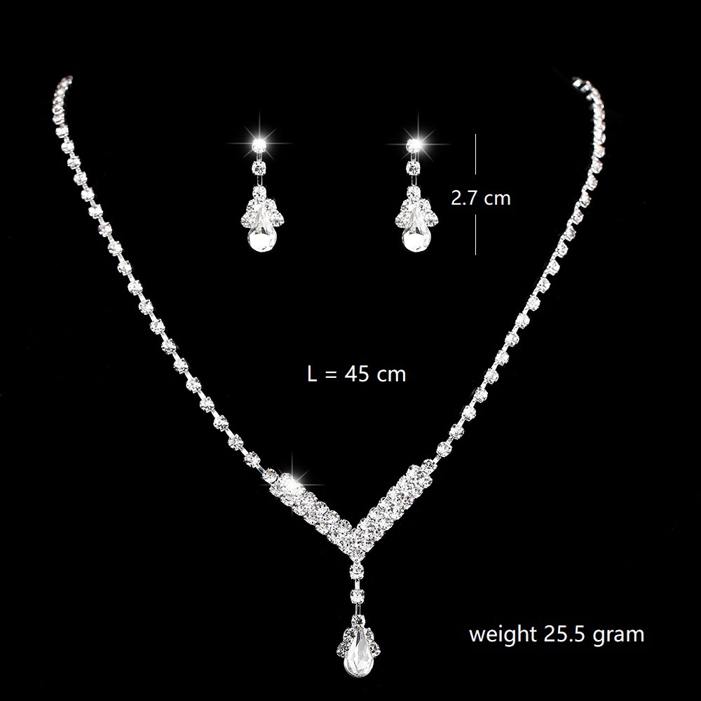 Fashion Water Droplets Alloy Inlay Rhinestones Women's Earrings Necklace display picture 6
