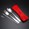 Tableware stainless steel, street set, handheld cloth bag, straw, 3 piece set, wholesale