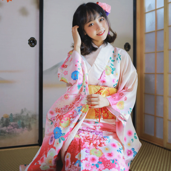 Japanese kimono formal women’s traditional vibrating sleeve kimono positioning printing kimono