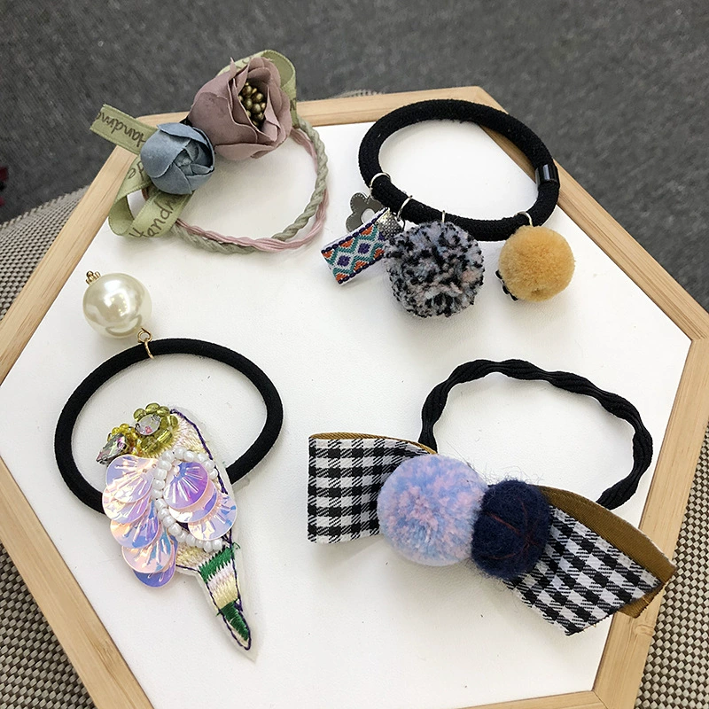 [韩国森女风羊毛球球动物个性秋冬款发绳韩版头饰批发037高弹力]