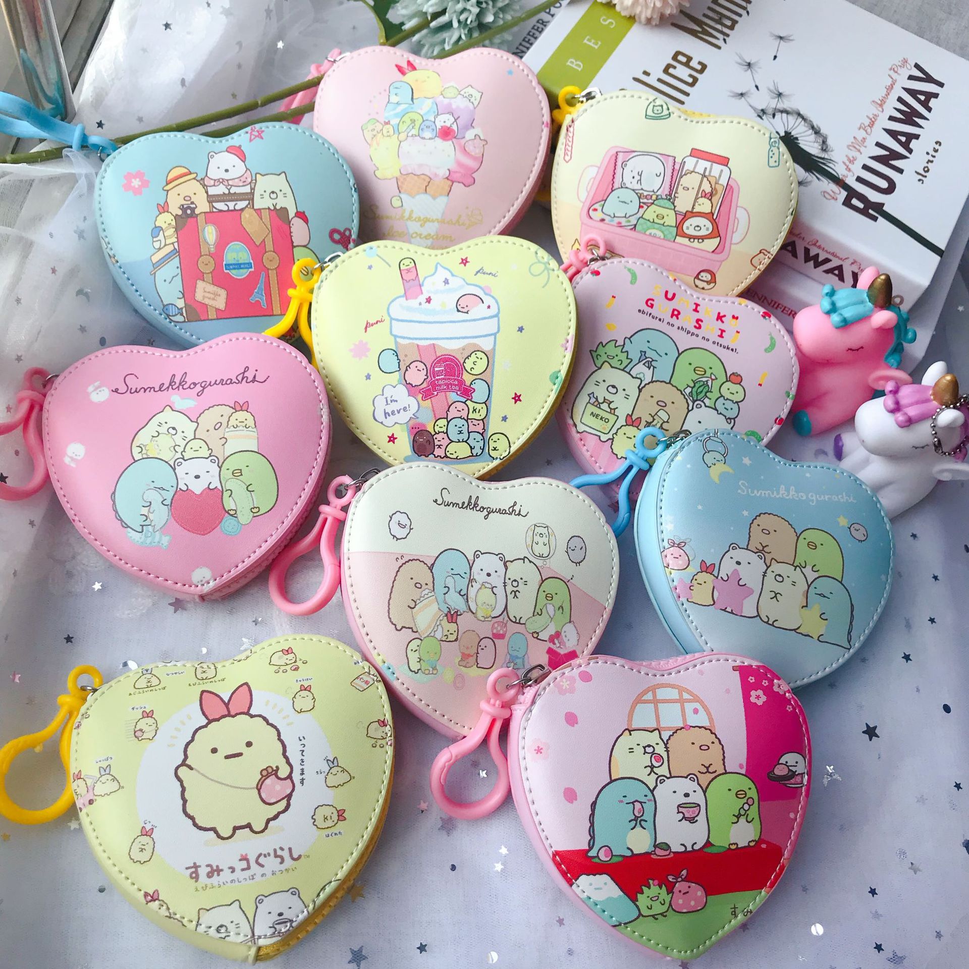 new pattern Original heart-shaped lovely Cartoon Corner Biology coin purse KT key case headset Storage bag goods in stock supply