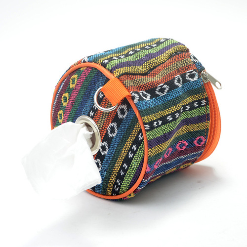 Outdoor portable paper towel drawer car household paper roll box camping picnic roll paper towel bag ethnic style color