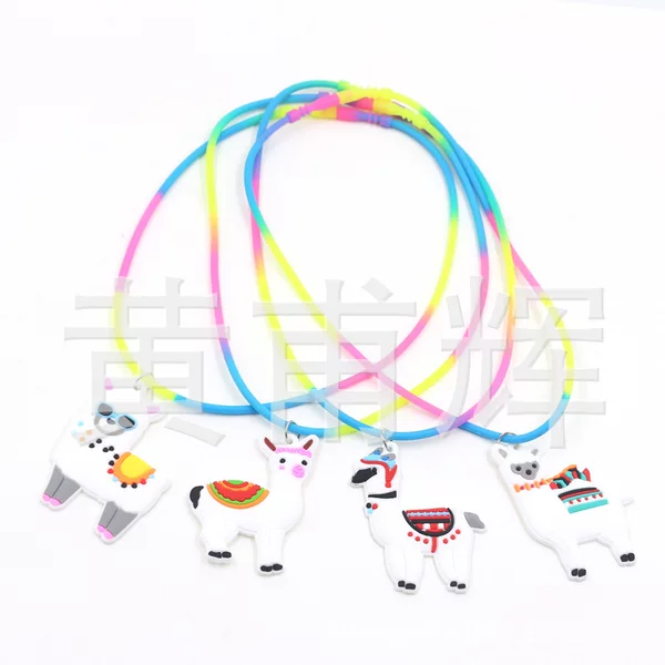 Cross-border New AliExpress Amazon Children Necklace Jewelry PVC Alpaca Rainbow Silicone Collar