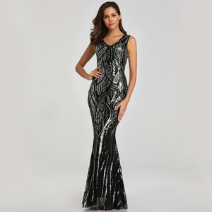 New sequined lace fishtail banquet foreign trade evening dress