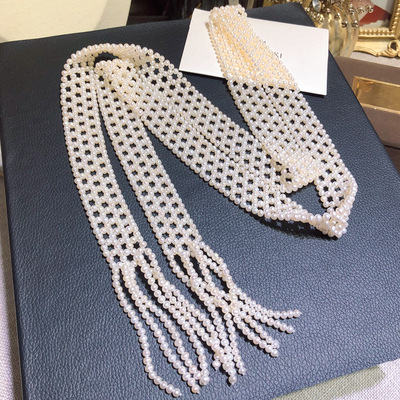 實體批發 有量有價 純手工淡水珍珠毛衣鏈女長款氣質秋冬腰鏈兩用