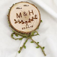 LOGO婚禮戒指盒個性刻字天然木戒指盒歐美鄉村婚慶用品戒指盒