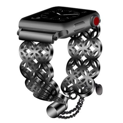 适用apple watch苹果手表表带 玫瑰金钱币款机械扣不锈钢表带现货