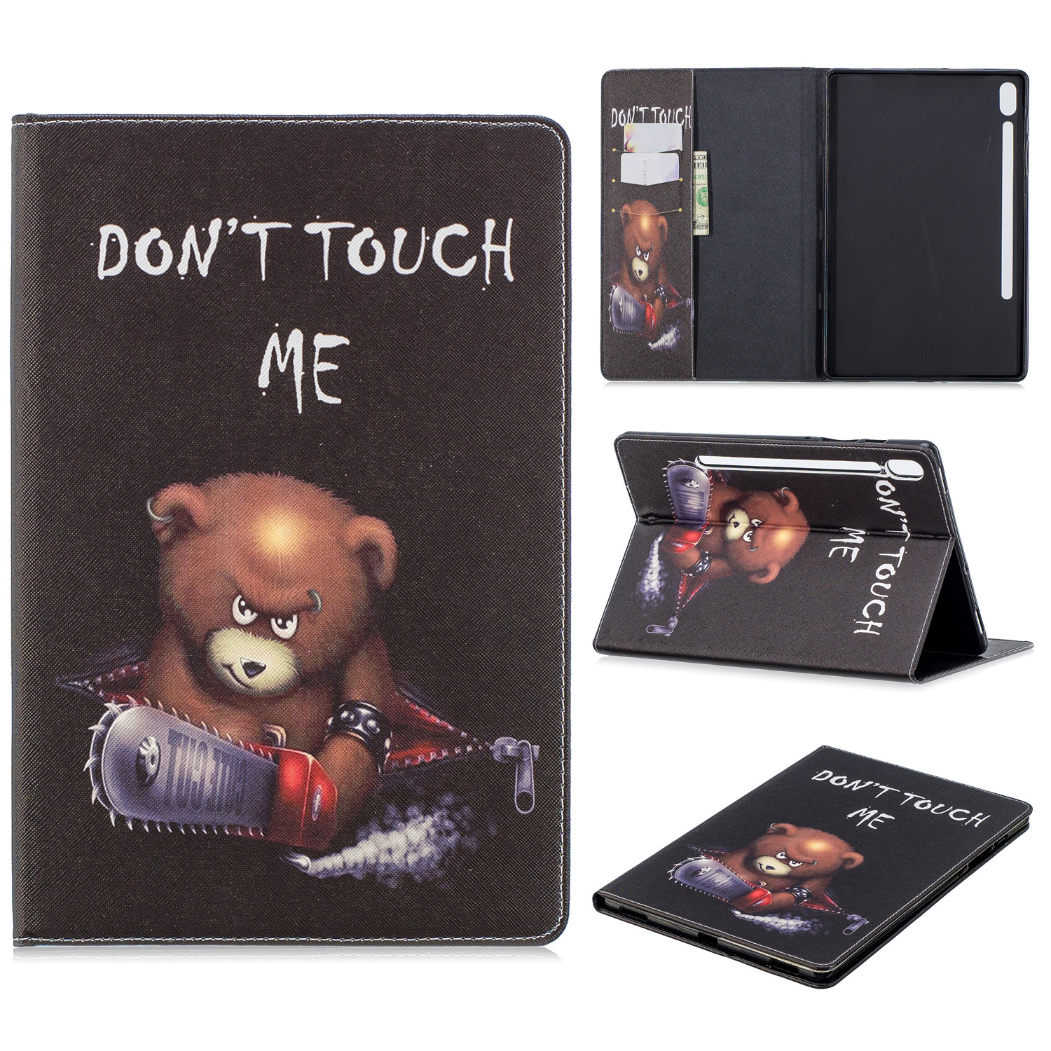 New applicable to Samsung T860T865 painted tablet case protective case tablet leather case Chainsaw Bear
