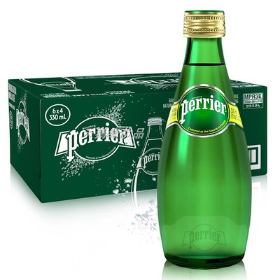 Perrier 巴黎水含氣礦泉水氣泡水原味330ml 整箱24瓶原裝進口