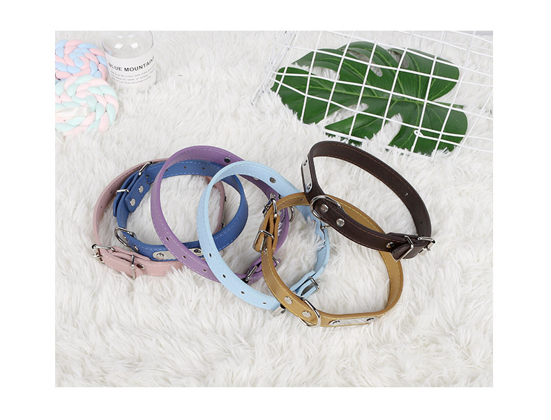 Psm Factory Direct Sales Pet Supplies Pu Leather Adjustable Collar Multiple Dog Cat Collar One Piece Dropshipping display picture 4