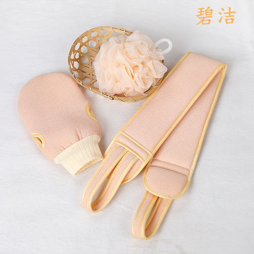 Bath towel for adults, men and women, back-pull, back-strap, bath ball, three-piece set, frosted thickening set, one-piece drop shipping