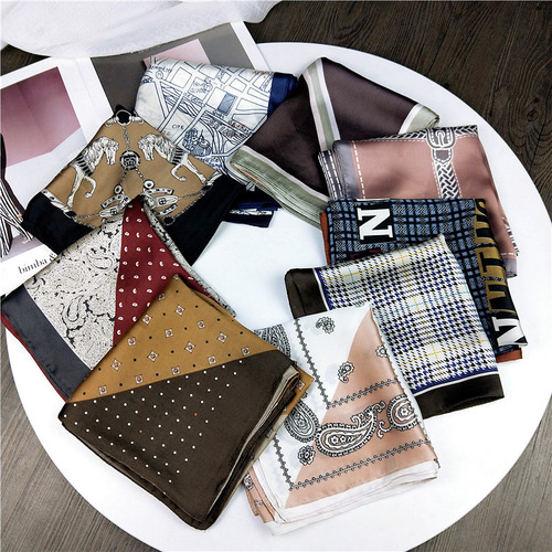 70 small square scarf Korean cashew flower color matching retro CHIC stewardess scarf headband female decorative literary silk scarf