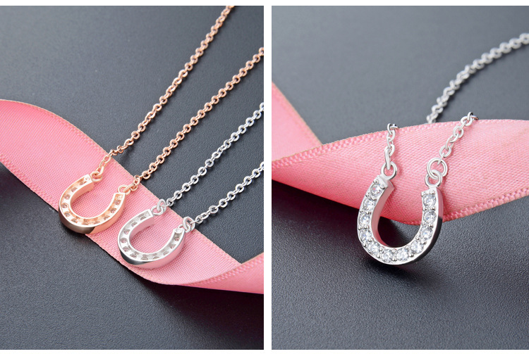Fashion Diamond Horseshoe S925 Silver Necklace Simple Female Short Necklace Wholesale display picture 2