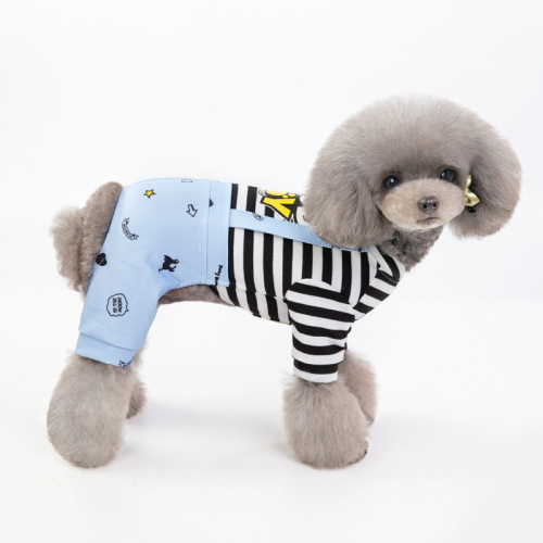 Pet clothing dog clothes four-legged pet outfit pet clothes 2019 spring new striped belted pants wholesale