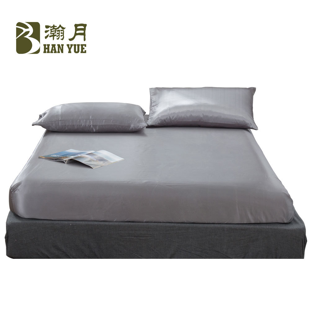European And American Satin Cloth Simulated Silk Bed Sheets Silk Bed Bags Foreign Trade Bedding Solid Color Ice Silk Bedspread