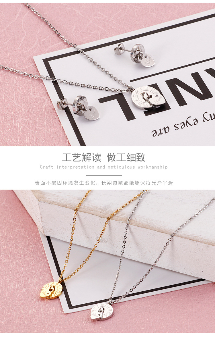 Wedding, Travel Occasion Fashion Heart 18K Gold Plated Titanium Steel Wholesale