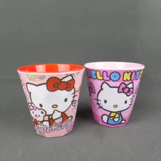 【生产厂家】日式双色九角杯 270ml密胺美耐皿瓷卡通双色九角杯