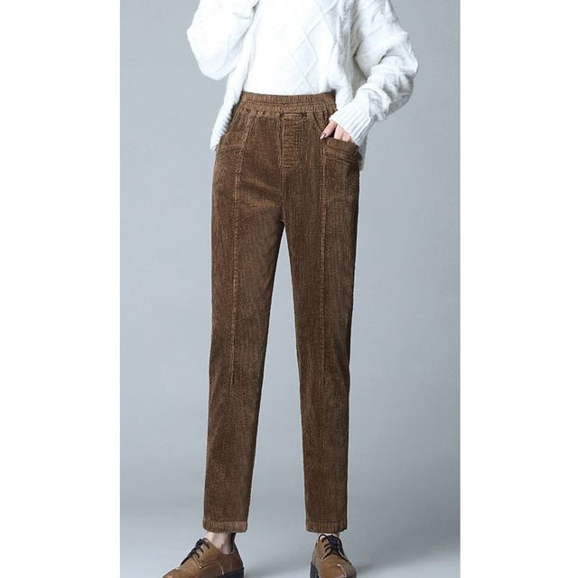 Retro corduroy pants female harem pants corduroy radish old pants