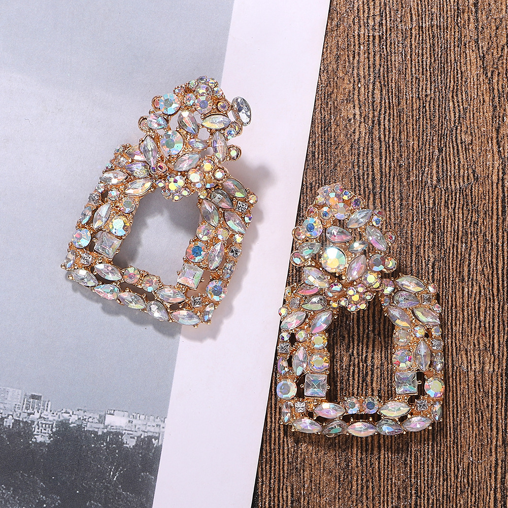 Alloy Diamond Square Earrings Luxury Rhinestone Earrings display picture 4